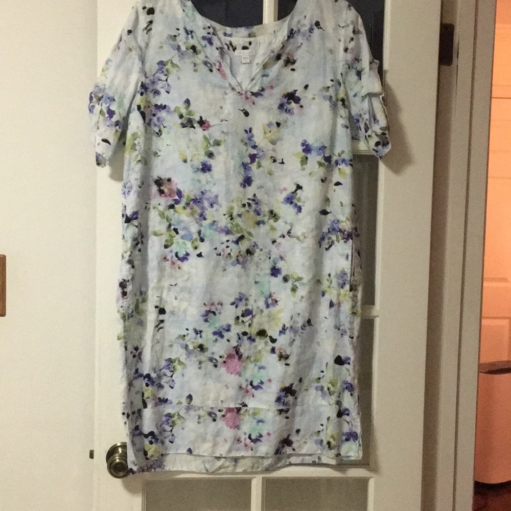 Blue floral linen dress. Almost new condition.